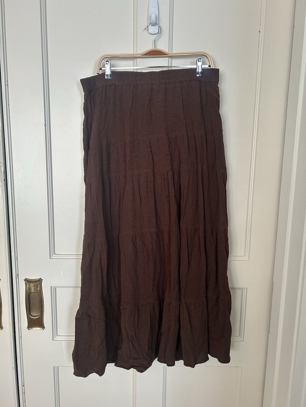 J. Jill Tiered Peasant Maxi Skirt Womens Size L Tall Brown Hippie Cottagecore